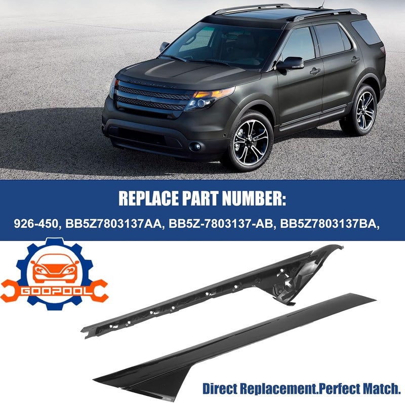 Goopool طقم تزيين عمود الزجاج الأمامي الجانبي الأيسر متوافق مع فورد إكسبلورر 2011-2019 بدلاً من: 926-450، BB5Z7803137AA، BB5Z7803145AA - Image 2